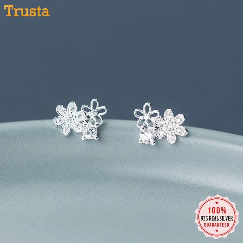 Женские серьги пусеты Trustdavis ювелирные изделия из настоящего стерлингового