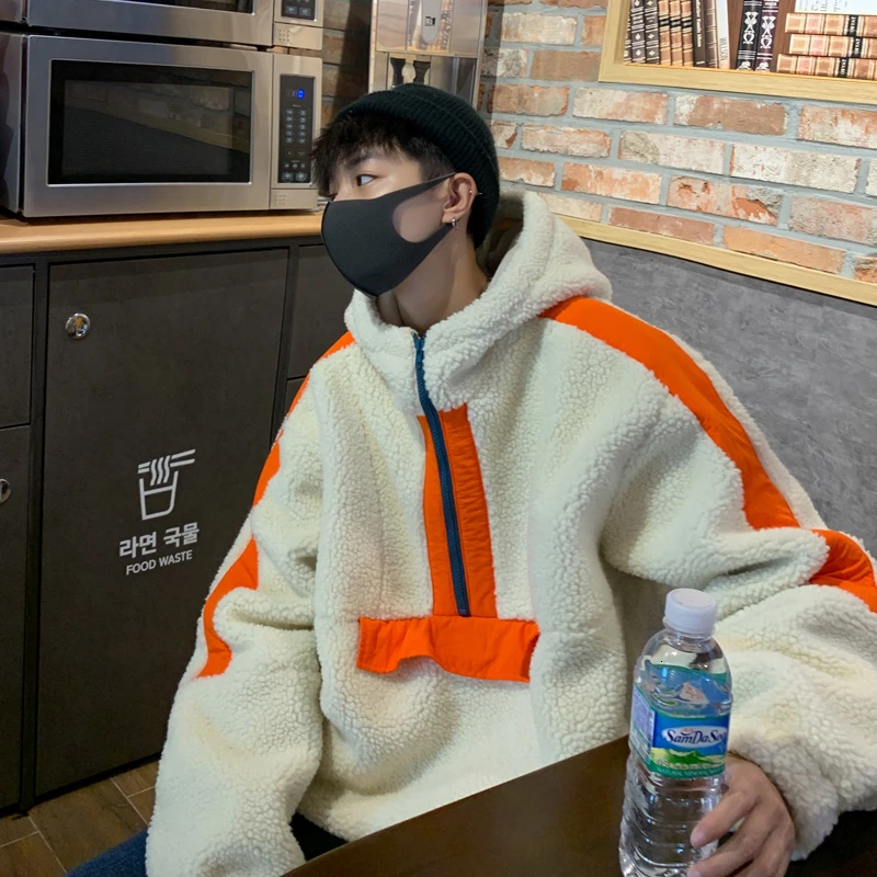 Зима 2019 мужской пуловер высокого качества утолщенный овечья шерсть с капюшоном