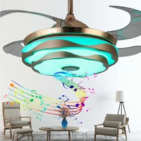 ceiling fan music musical led lamp with light remote control mobile phone app bluetooth modern 42 inch invisible bedroom decor