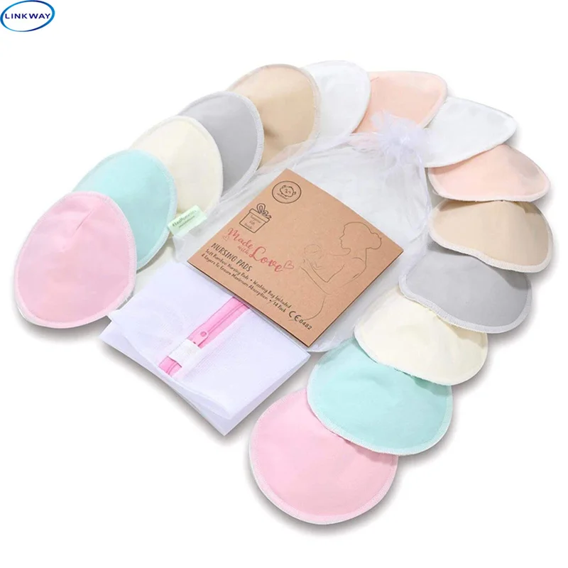 

Organic Bamboo Nursing Breast Pad-14 Washable Breast Pads+Washing Bag-Maternity Nursing Breast Pad-Reusable,4.3"