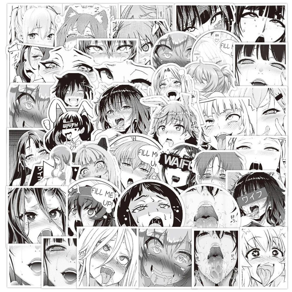 103050pcs black white hentai waifu stickers cartoon anime sexy girls character avatar sticker for skateboard bike guitar phone free global shipping