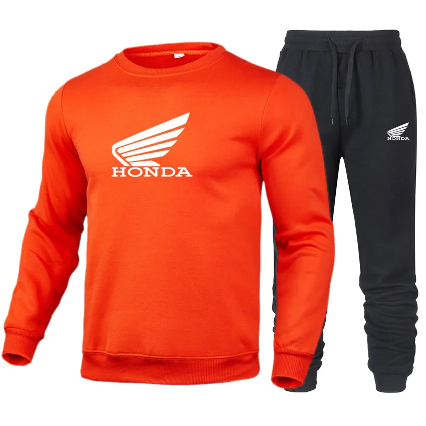 

2021 Spring and autumn new HONDA logo men's sports suit fashion handsome hooded sweater trousers casual sweat shirt man Suits