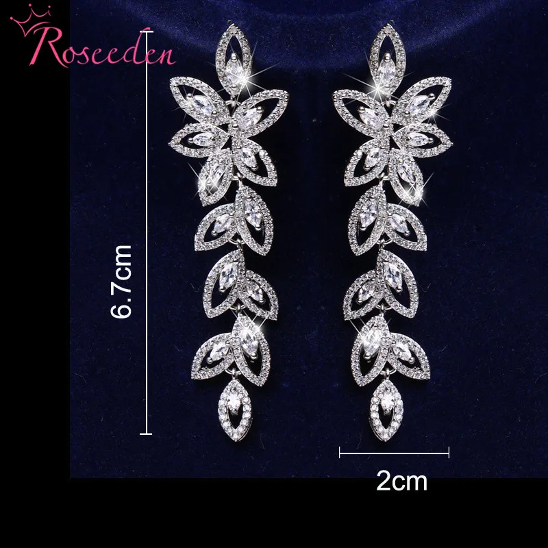 

Women Wedding Earrings Shiny CZ Lady Drop Earring Women Gift Statement Jewelry RE4140