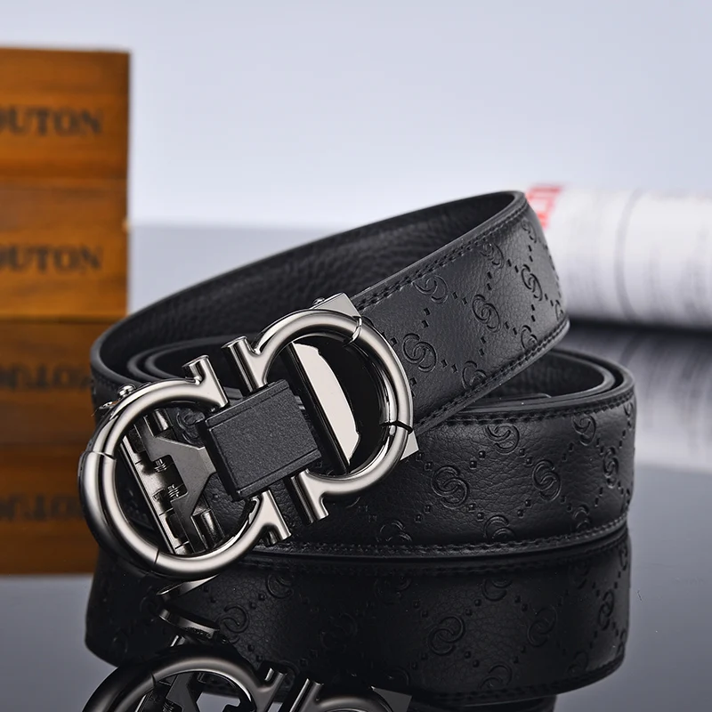 

New Classic Designer Men High Quality Male Leather Strap Waist Gold/Silver/Gray Buckle 3.8CM Luxury Wide Belts