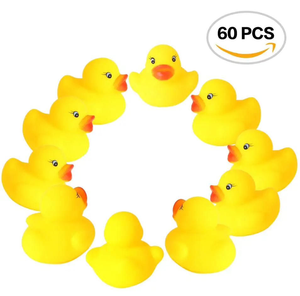 60 pcs mini ducks Мульти Стиль мягкие желтые резиновые утки для Ванны Игрушка детский бассейн вода игрушка чистый натуральный милый резиновая уточка для игрушки для вечеринки перед рождением ребенка - Цвет: 60 pcs mini ducks