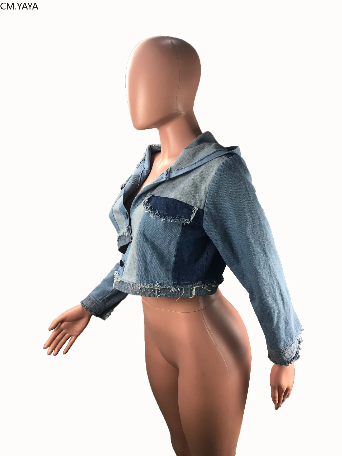 Новинка 2019 осенне-зимняя джинсовая женская куртка с капюшоном длинным рукавом в