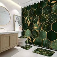 4pcs emerald green bathroom sets with shower curtain and rugs and accessories modern green marble shower curtain sets with rugs