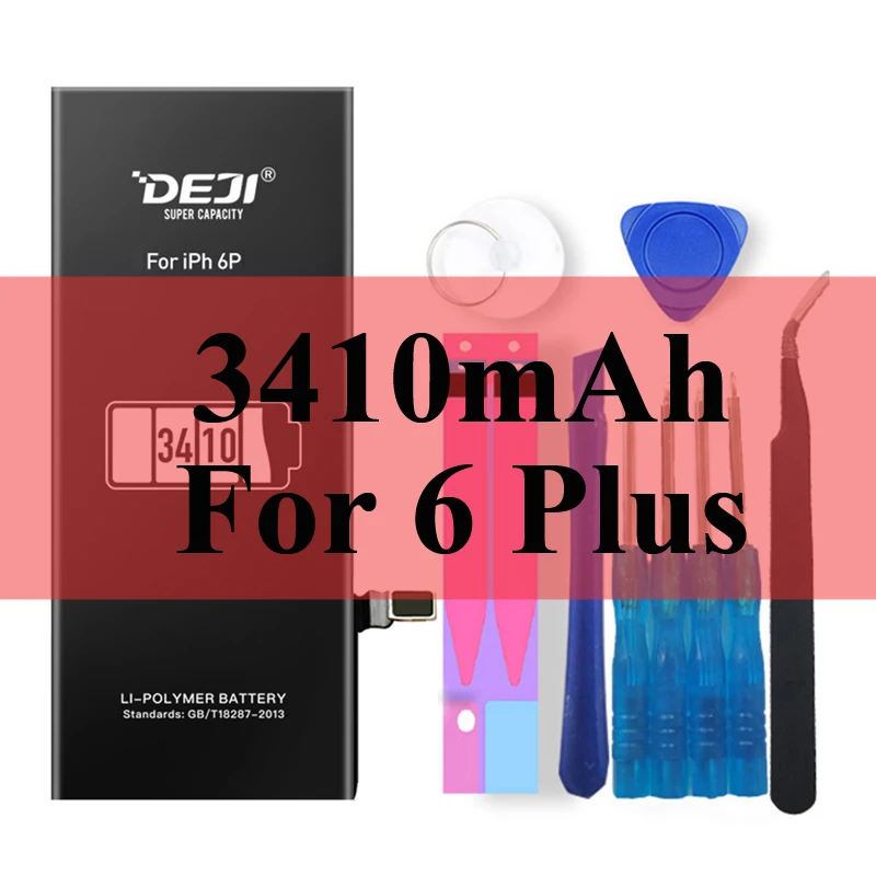 3410mAh For 6 Plus Deji Аккумулятор для Apple iPhone 5S SE 6 6s 7 4s 5 8 X SE 6Plus 6sPlus 8Plus Plus iPhone7 1430mAh-3410mAh сменный литий-полимерный батарея+бесплатный инструмент для Apple iPhone 5s SE 6 6s 7 Мобильный телефон батарея - Цвет: 3410mAh For 6 Plus