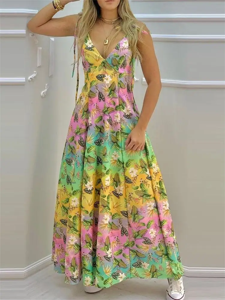 2021 женское платье большого размера богемный женский сарафан с цветочным принтом