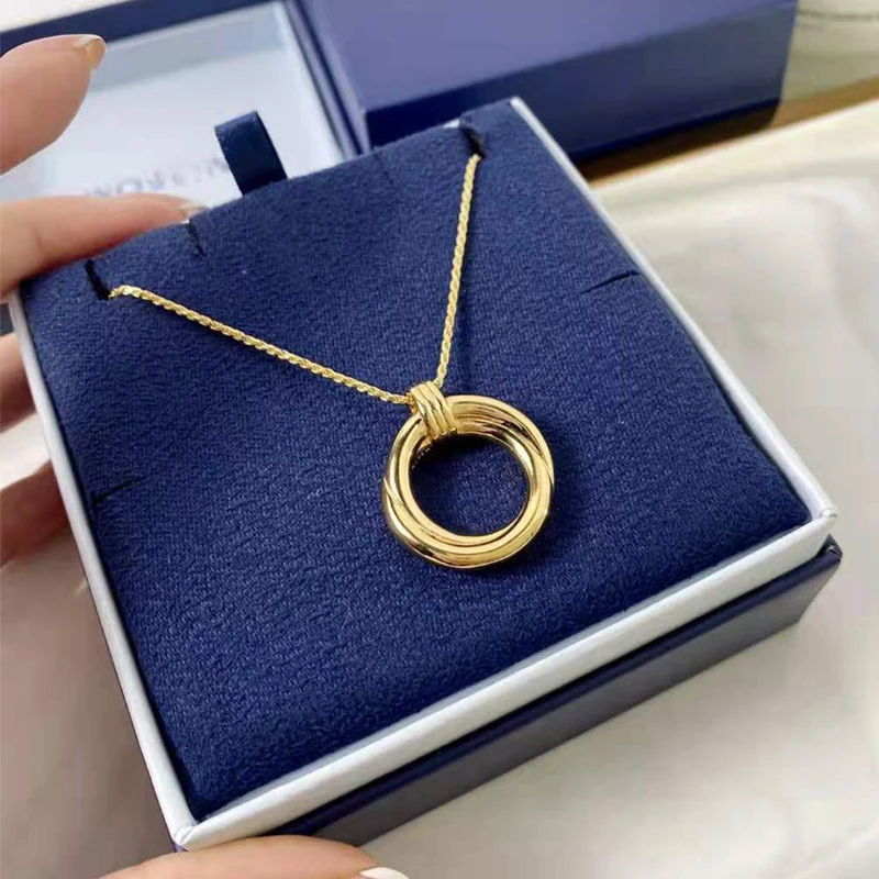 

Knobspin 18K Gold Plated Long Sweater Circle Chain 925 Sterling Silver Necklaces Diamond Fine Jewelry For Woman Girl Gift