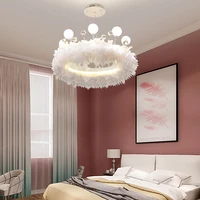 nordic decoration home modern led ring feather glass ball hanging lamp living room dining room furniture bedroom light fixtures