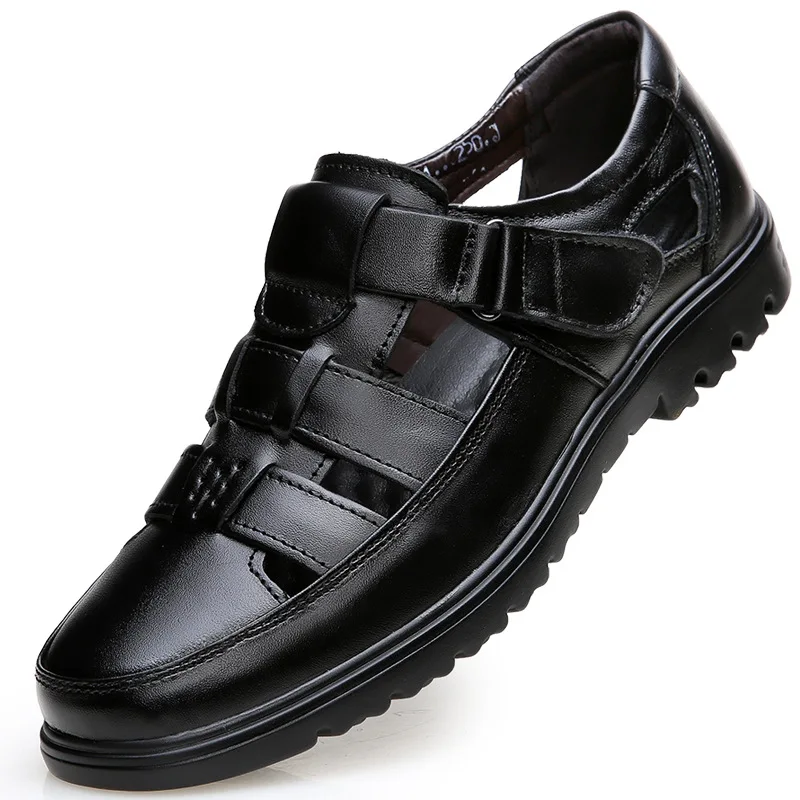 

Classic Sandals Men Genuine Leather Shoes Hollow Out Casual Shoes Comfortable Solid Outdoor Mens Shoes zapatos hombre