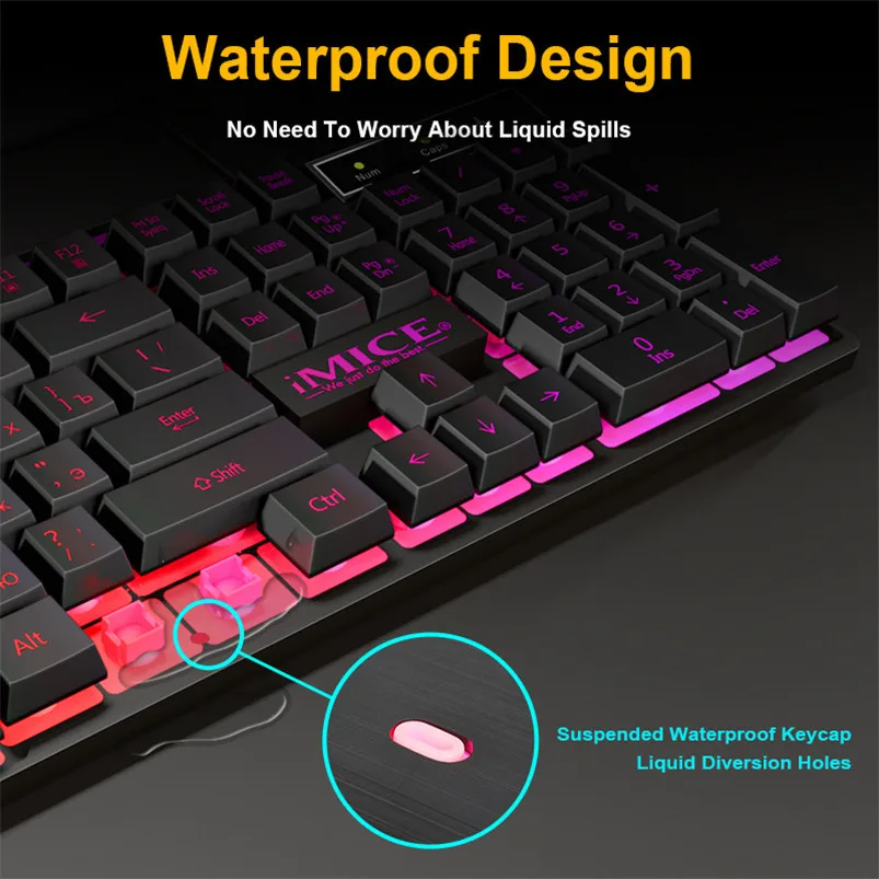 Игровая клавиатура Проводная игровая мышь набор 104 клавиш с RGB подсветкой русская