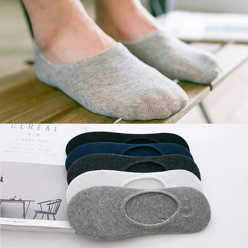 

3Pairs/lot Men Thin Shallow Mouth Invisible Sports Boat Socks Spring Summer Hiking Non-slip Silicone Cotton Short No Show Socks