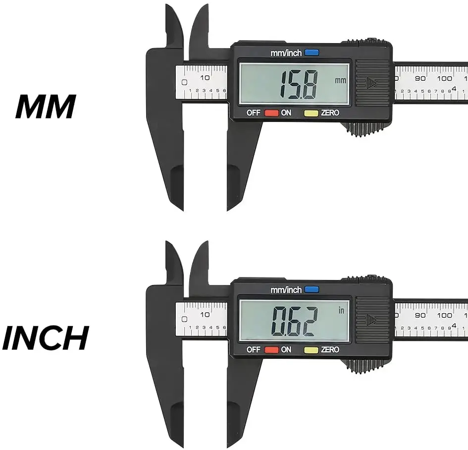 

Electronic Digital Caliper 0-150 mm Plastic Vernier Caliper Measuring Tool with Inch/Millimeter Conversion Micrometer Ruler