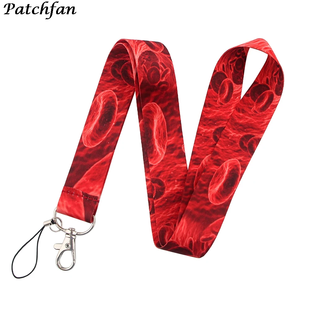 

20pcs/lot AD411 Patchfan Blood And Cell Red Lanyard for Key Phones USB Flash Drives Keys Keychains Card Name Badge Holders Rope