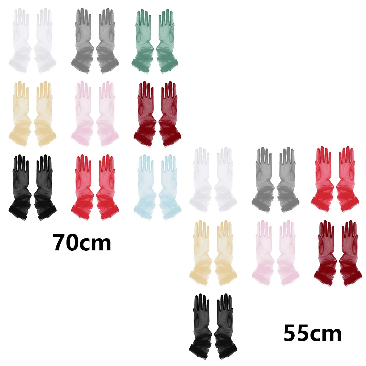 Женские прозрачные тюлевые длинные перчатки с закрытыми пальцами|Женские