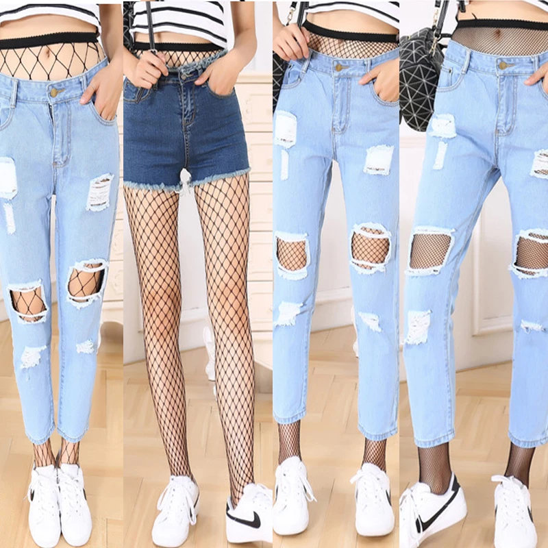 Вечерние Открытые Сексуальные колготки женские сетчатые черные чулки тонкие