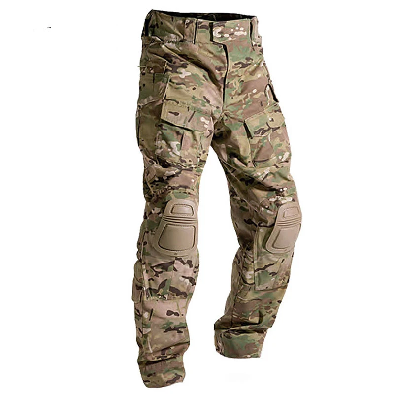 

Military Tactical Army Swat Uniform Trouser Outdoors Hunting Hiking Trekking Frog Camouflage Combat Cargo Pants With Knee Pads