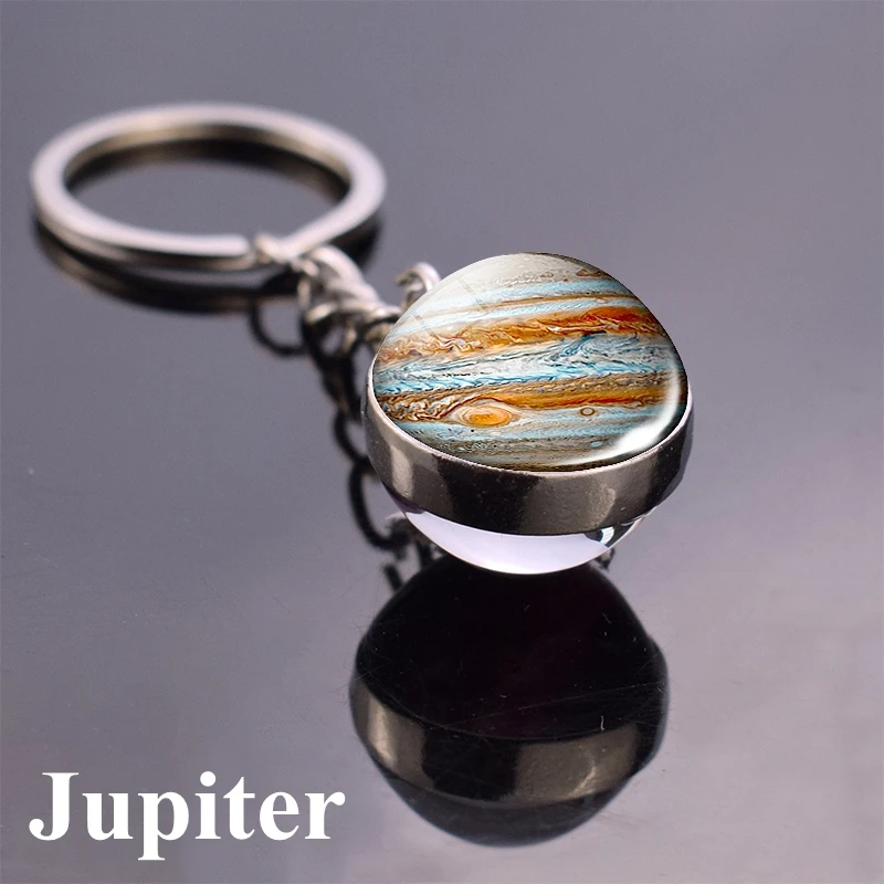 jupiter Keyring Луна земля Туманность космическая галактика брелок Солнечная система планета брелок солнце Марс двухсторонний стеклянный шар брелок - Цвет: jupiter Keyring