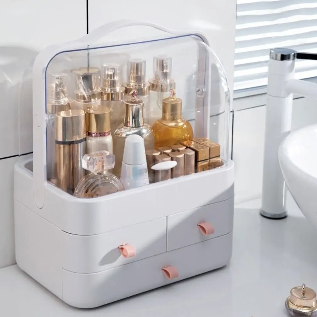 

Makeup Organizer Cosmetic Storage Box Lipstick Rack Jewelry Storage Box Cosmetic Brush Portable Drawer with Cover Dust-proof
