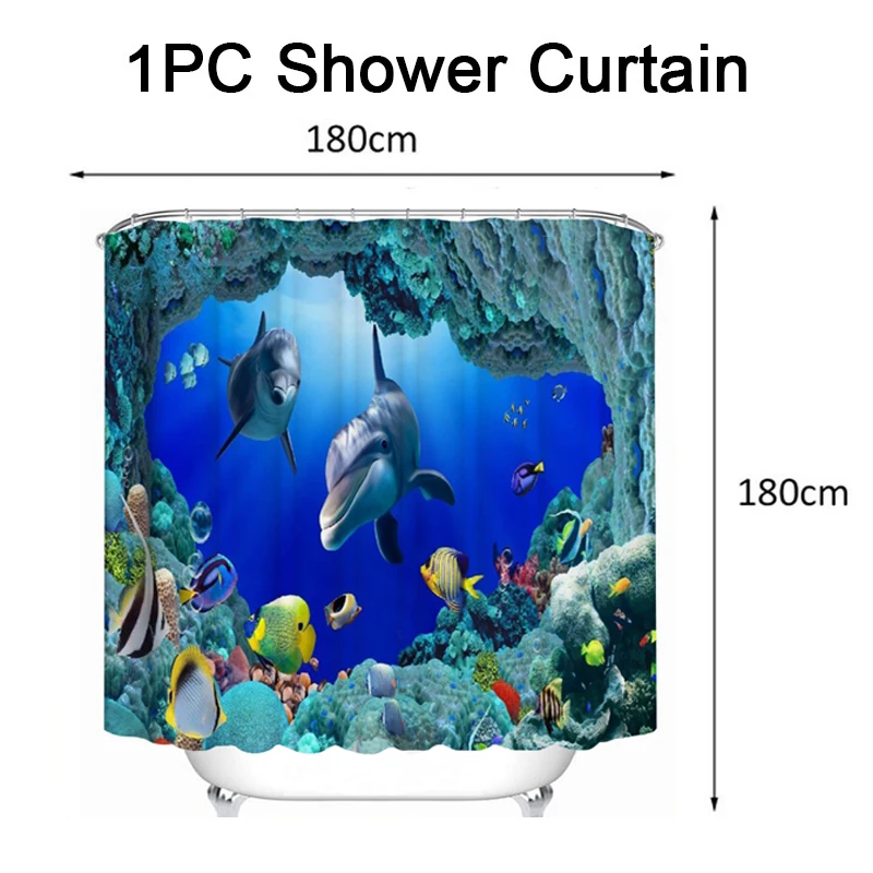 Океан подводный мир Дельфин Водонепроницаемая занавеска для душа из полиэстера