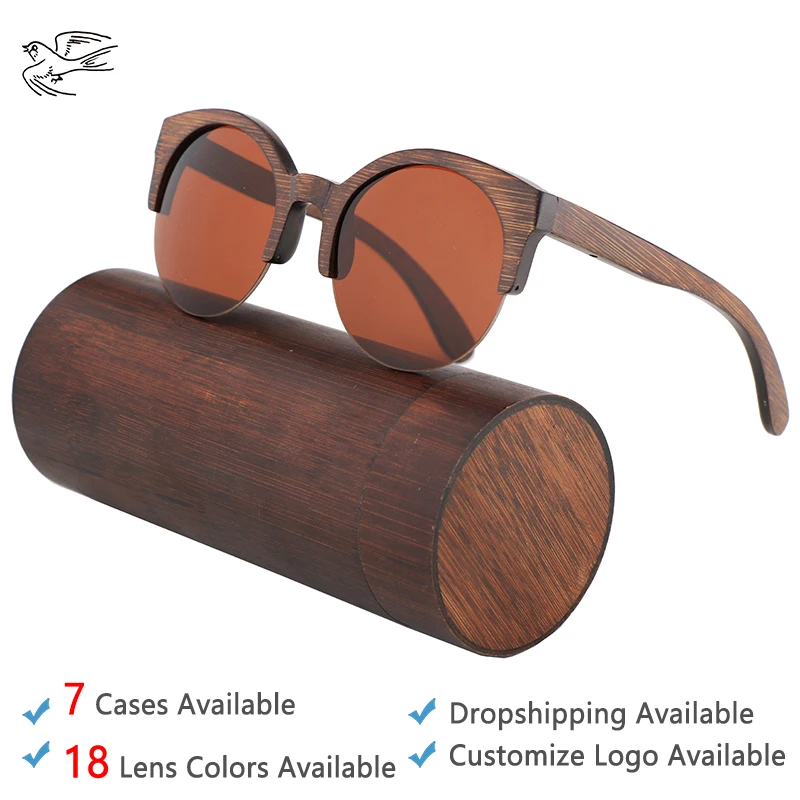 

Men's Handmade Wooden Glasses Driving Sunglasses for Men UV400 Round Mens Sunglasses Brand Designer Square Shades GB014