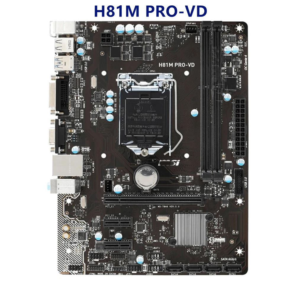Материнская плата для ПК MSI H81M б/у материнская LGA 1150 DDR3 16 Гб поддержка Core i54670T 4590k ЦП