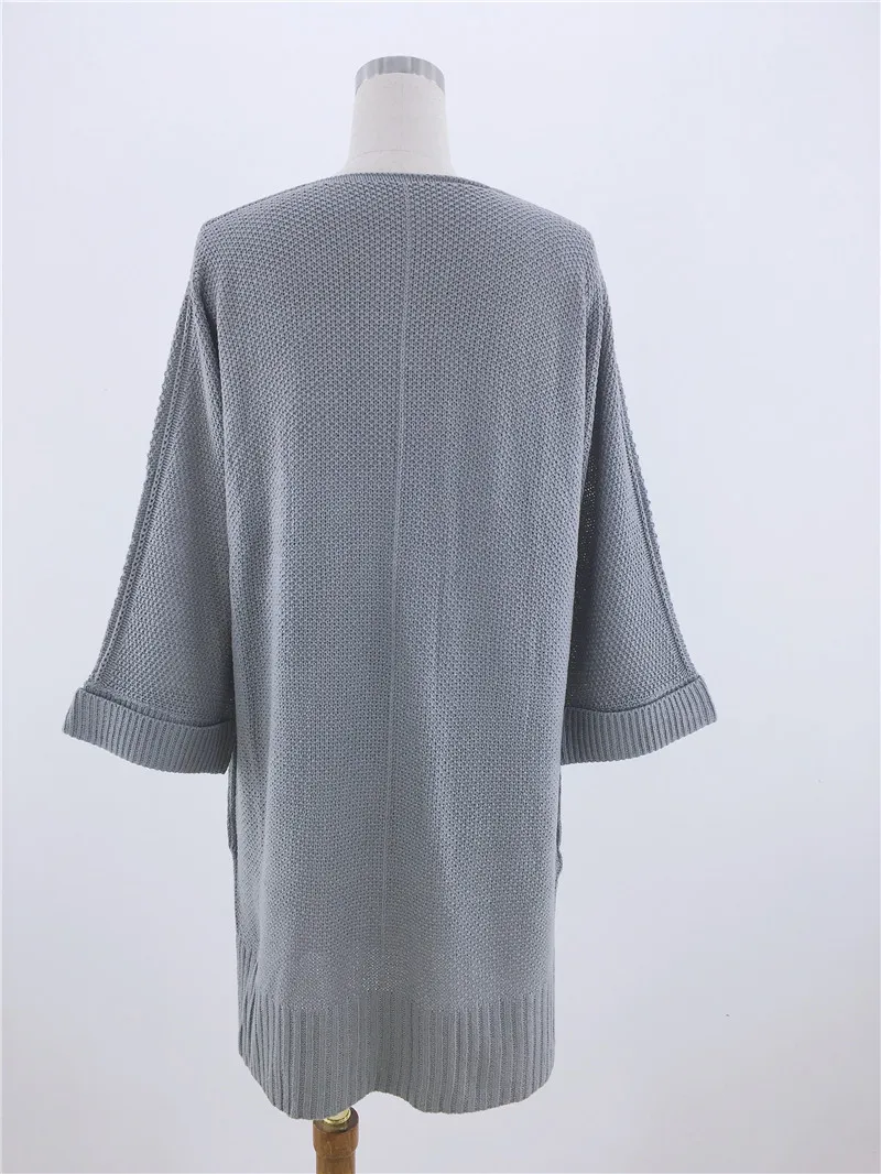

QUEVOON Women's Long Cardigan Plus Size Knitted Ladies Long Sweaters Flare Sleeve O-neck Open Stitch Jersey Female Winter Casual