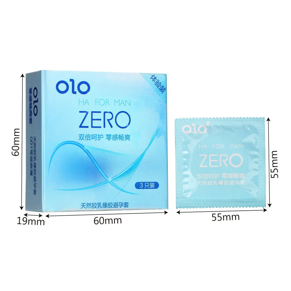 

OLO Natural Latex Hyaluronic Acid Condom Lubricated Condoms Delay Ejaculation Sex Toys For Men Ultra Thin 3pcs/Box