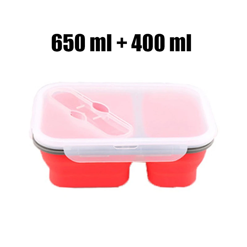 F Двойной сетчатый Силиконовый складной квадратный Bento Box Складной Портативный Ланч-бокс для еды столовая посуда контейнер для продуктов миска для студентов - Цвет: F