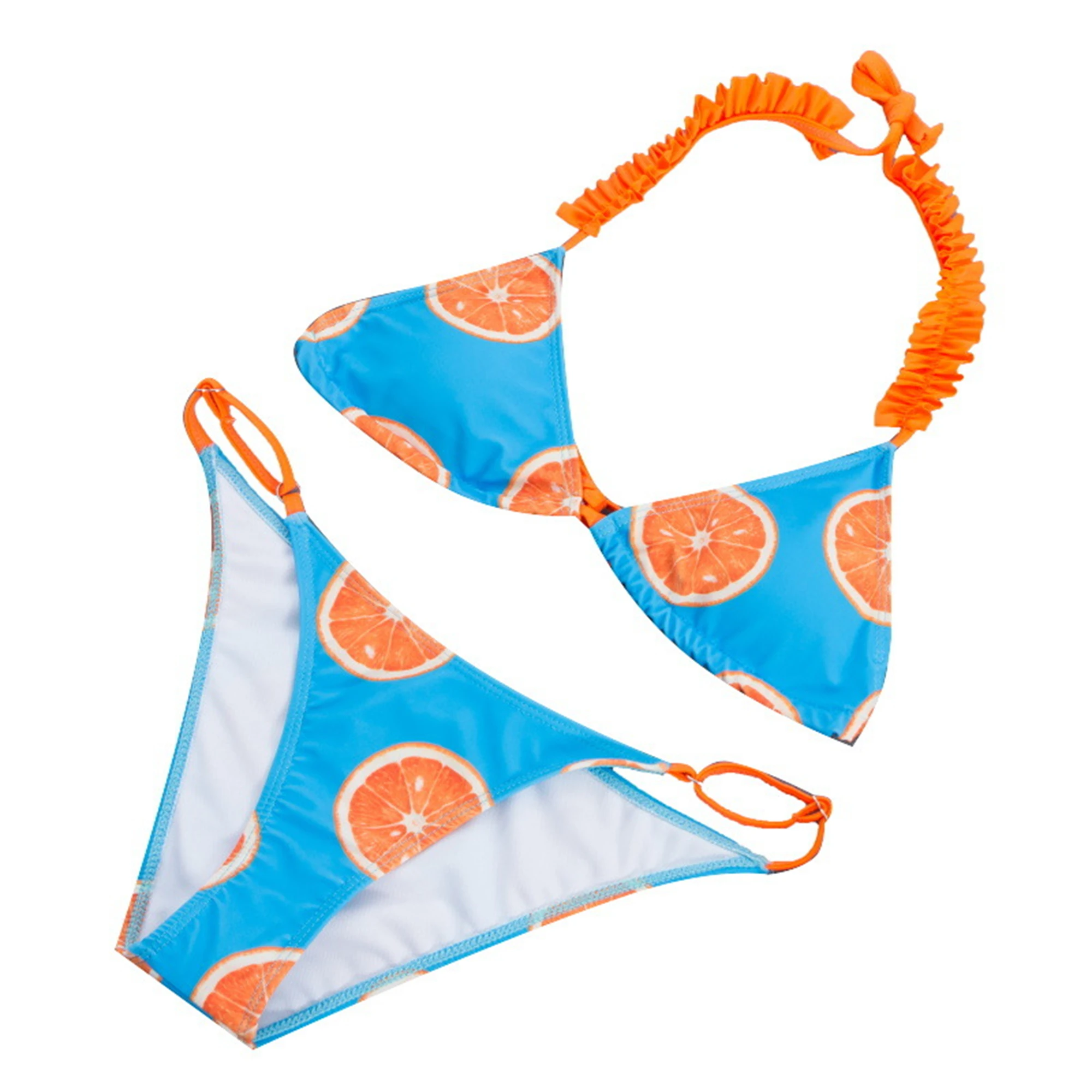 

Fashion Fresh Fruit Print Split Beach Swimwear Women's Flashing Sling Adjustable High Waist Bikini Pants Lightweight Swimsuit