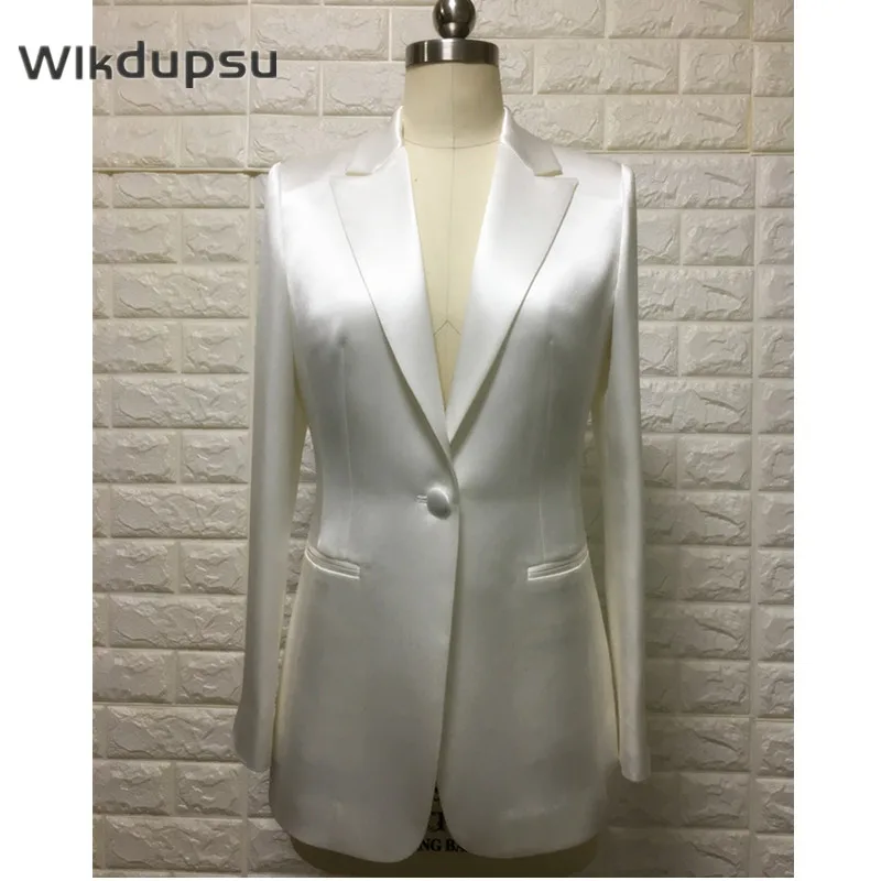 Женские 100% натурального шелка сатиновый блейзер с длинным рукавом Роскошный