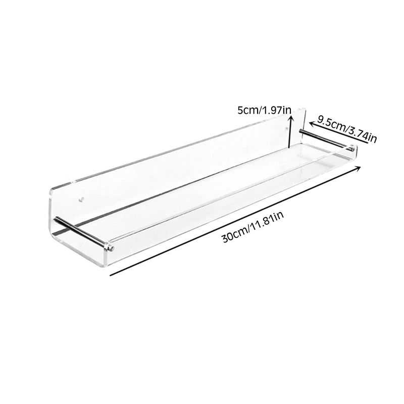 

Floating Wall Hanging Display Rack Acrylic Bathroom Shampoo Toiletries Invisible Bathroom Storage Rack 2 Pieces