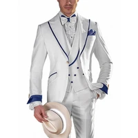 mens wedding tuxedo suits double breasted waistcoat peak lapel prom dress groom wear dinner suit 3 pieces suitjacketpantvest