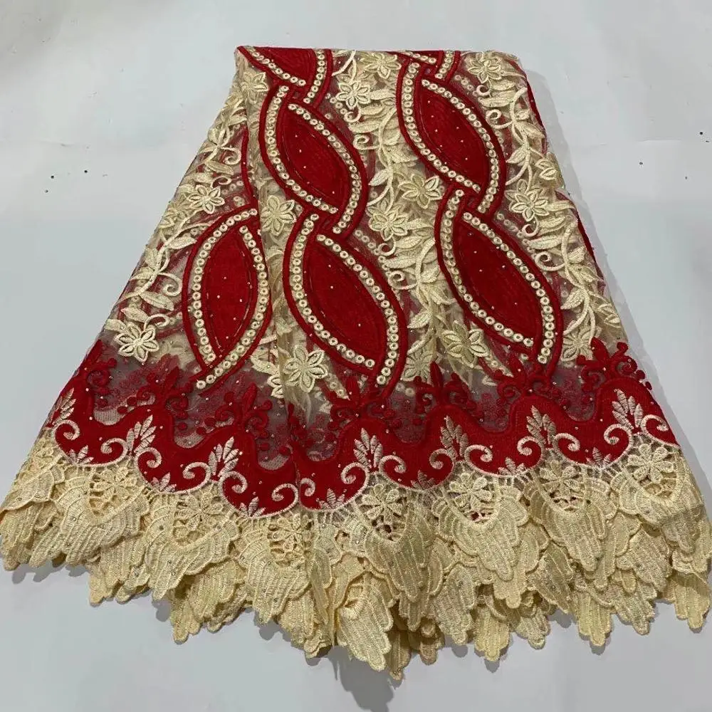 

African Guipure Net Lace Fabric, Latest African Lace Embroiderey French Cord Lace Fabric High Quality Nigeria Net Lace Fabric