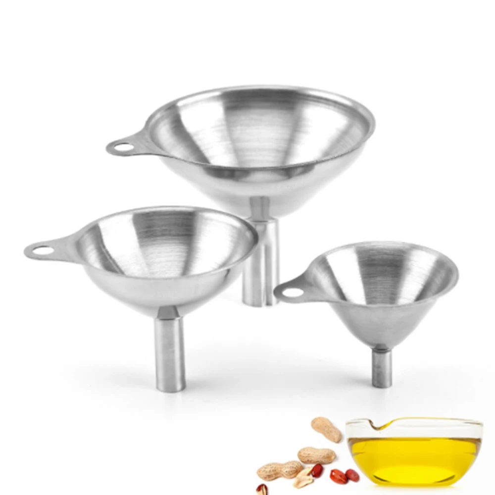 

3pcs Stainless Steel Cone Funnel Pour Oil Wine Liquid Hopper Kitchen Home Tool Kitchen Tools & Gadgets Durable Funnel Set