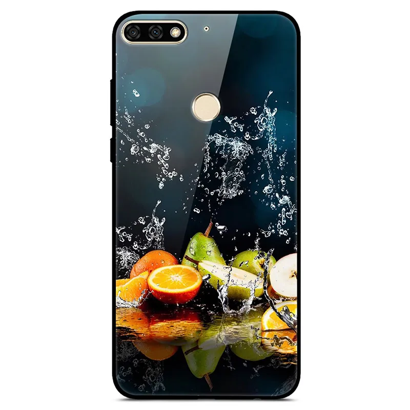 30 D для huawei Honor 7C 7A Pro Чехол, стеклянная задняя крышка, Жесткий Чехол для huawei Honor 7C чехол, модная мягкая ТПУ Рамка Honor 7 A C 5,7 - Цвет: 30
