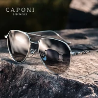 CAPONI Titanium Sunglasses For Men Classic Brand Design Gradient Polarized Sun Glasses Anti UV Ray Vintage Eyewear CP52001