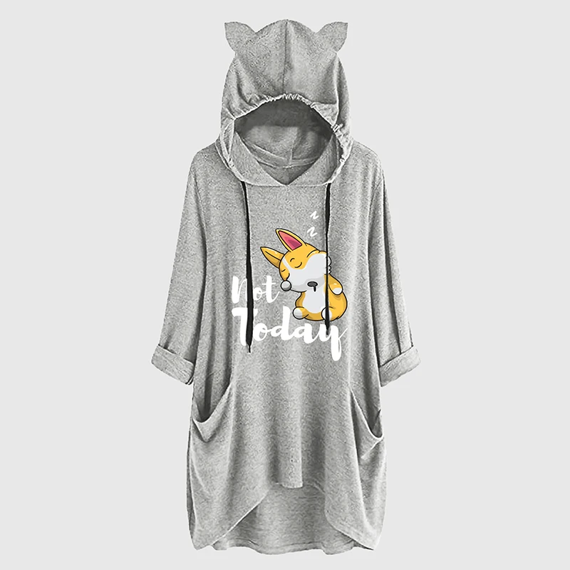 

Уличная одежда, свитшот, женская одежда, Осенний Модный пуловер с принтом лисы, топы, Женская толстовка, Повседневная Толстовка большого раз...