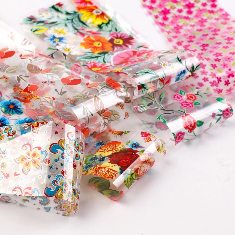 12 шт./компл. наклейка для ногтей с цветами переводная Фольга Наклейка s