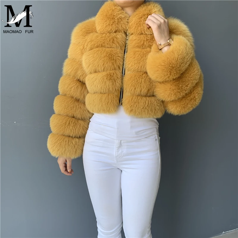Женское пальто из натурального Лисьего меха короткая зимняя меховая куртка Верхняя одежда Акция Теплые Длинные рукава натуральный синий лисий мех пальто