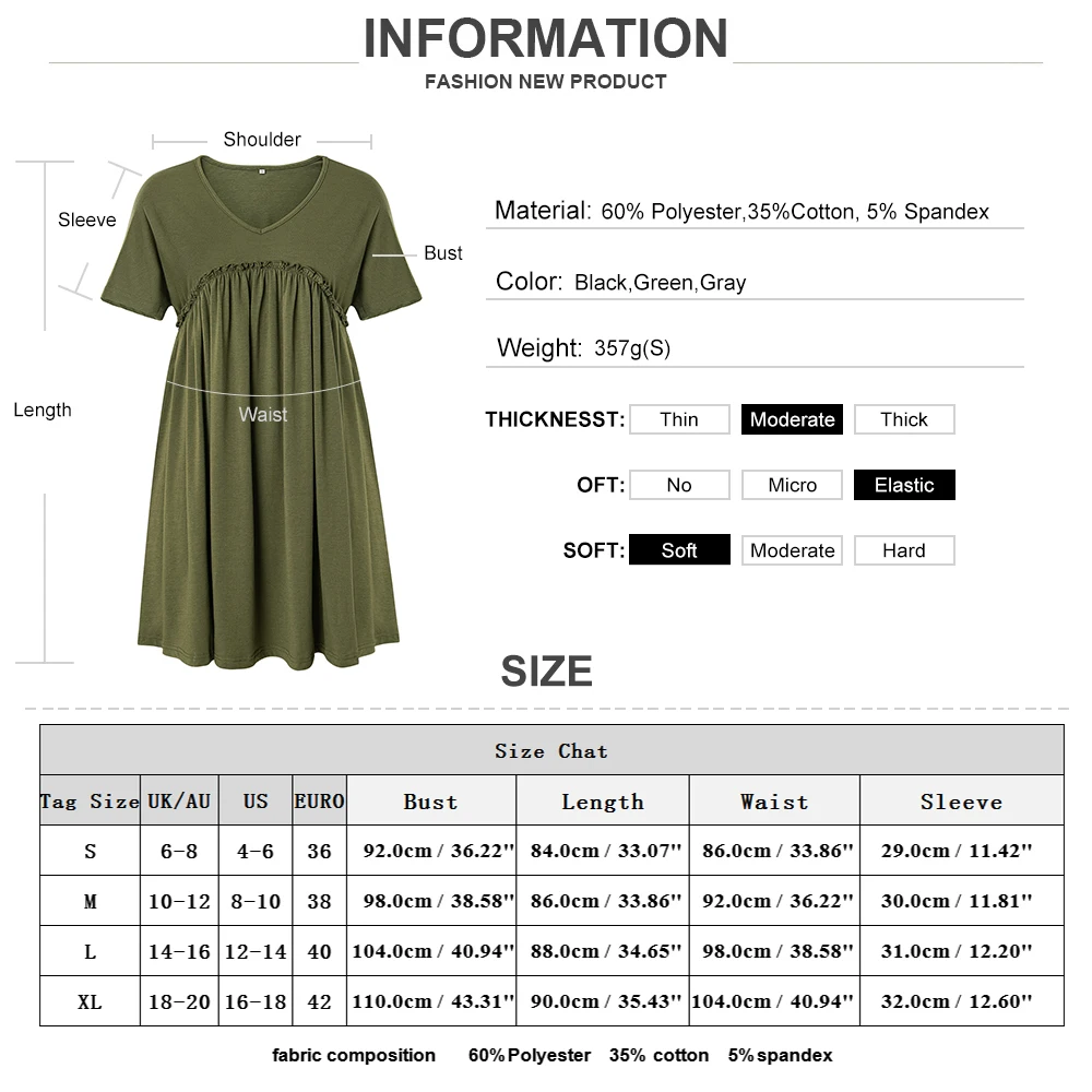 

Women Nightgowns Solid Patchwork Sleep Dress V Neck Summer Nightdress Sleep Dress with Pocket Short Sleeve Shirt Night Dress D30