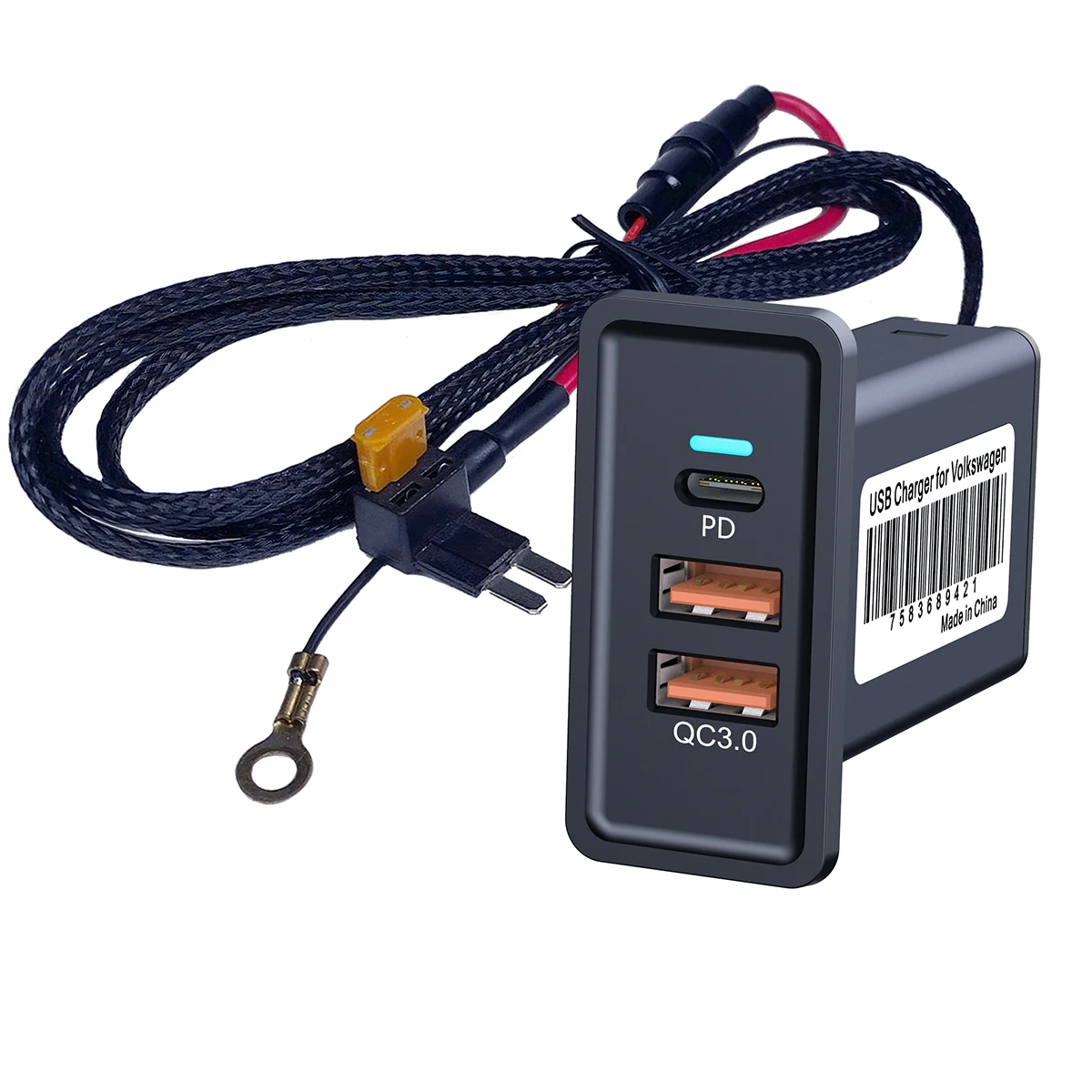 Автомобильное зарядное устройство YANDZ Dual QC3.0 USB + PD тройная быстрая зарядка