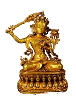 laojunlu purple bronze with real gold gilt finely crafted manjushri bodhisattva guanyin statue imitation antique bronze