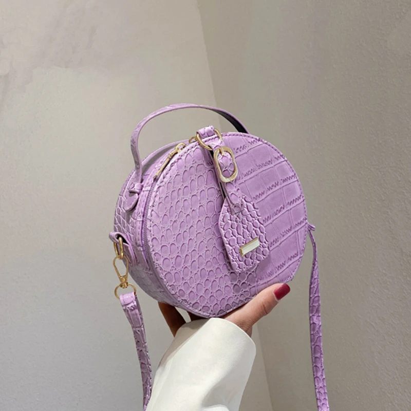 

Leather clutch Round shoulder bags for women designer ladies crossbody strap female high quality handbags bag sac a main femme