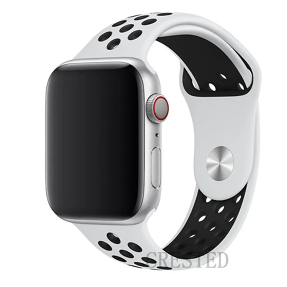 Ремешок для apple watch 5 4 3 ремешок 44 мм/40 мм iwatch ремешок 5 42 мм/38 мм correa силиконовый браслет аксессуары для часов - Цвет ремешка: white black 21