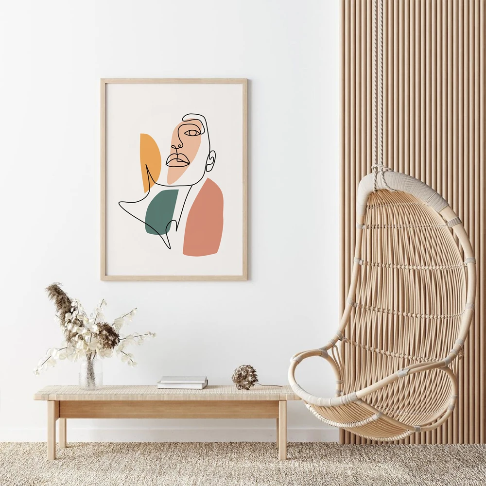 Абстрактная Женская линия для печати горчичная Терракотовая стена картина