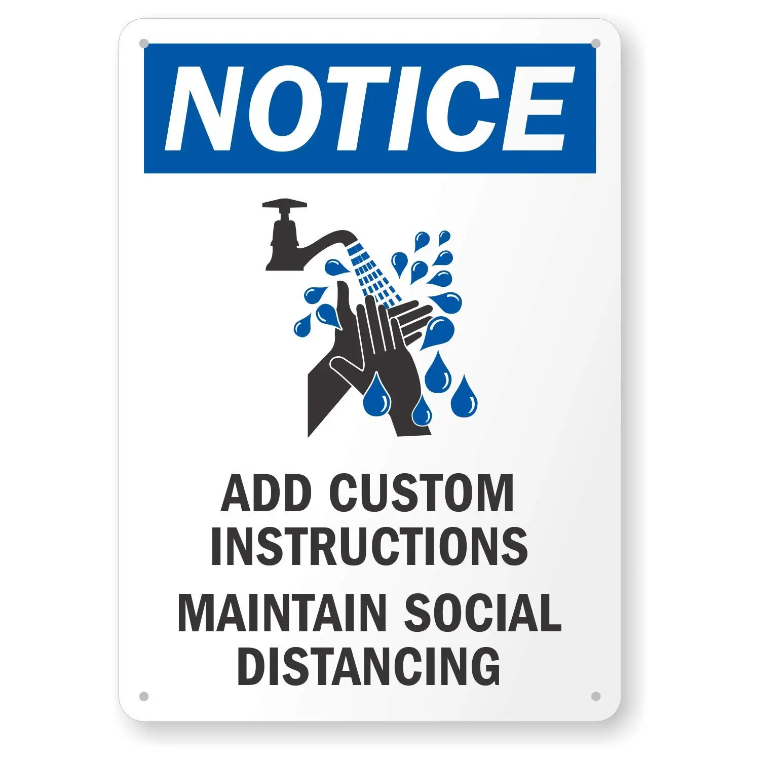 

Custom Sign, Choose Clipart & Add Your Own Text |8" x 12 Aluminum Hand Washing