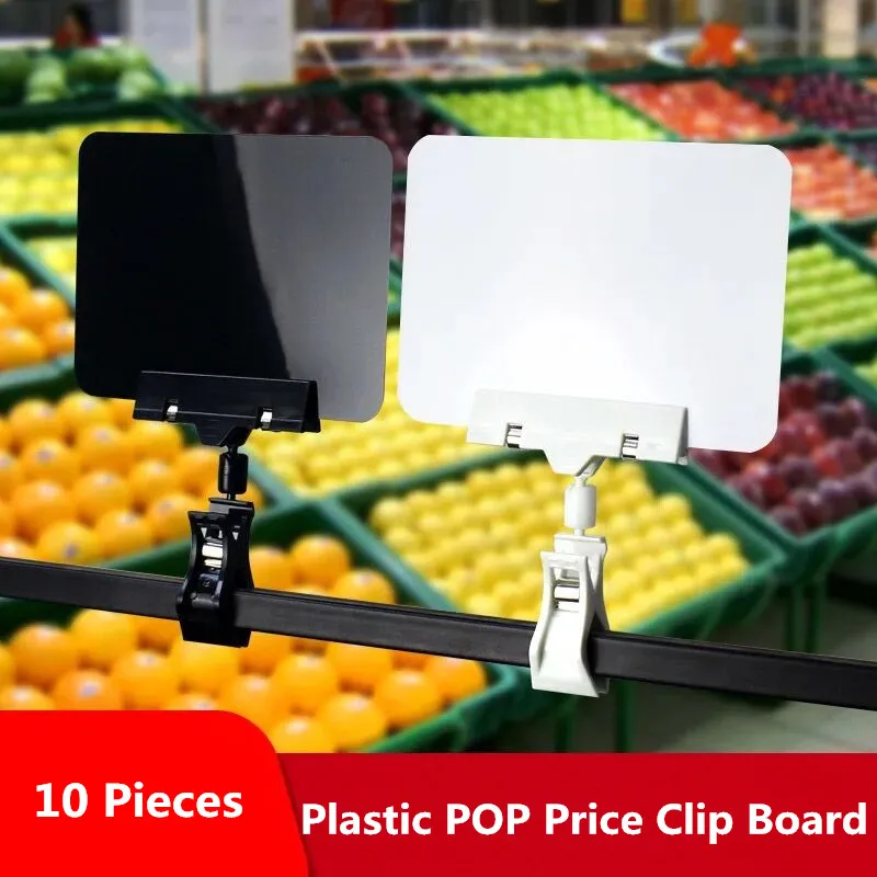 

10 Pieces A6 Plastic Adjustable Merchandise Sign Clip Rotatable Pop Clip-on Holder Stand Rewrite Price Holders Tag Clip Board